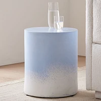 Manza Side Table 3 Color Ombre: Deep Teal/ Blue/ White, 16 inches