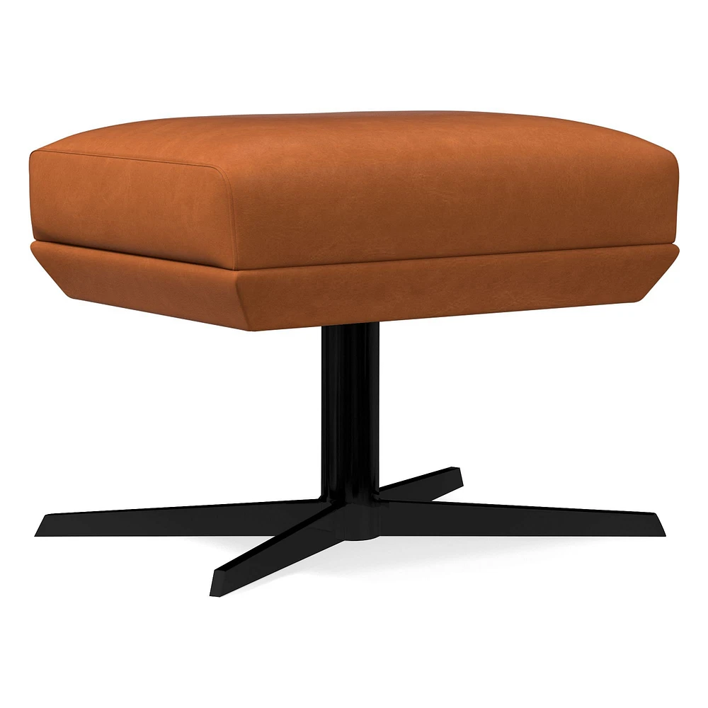 Austin Swivel Ottoman, Poly, Saddle Leather, Nut, Dark Bronze