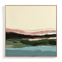 Full Moon Tide, Natural Wood Canvas Frame, 24x24, Multi