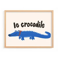 French Crocodile, White Wood Frame, 14"x11"