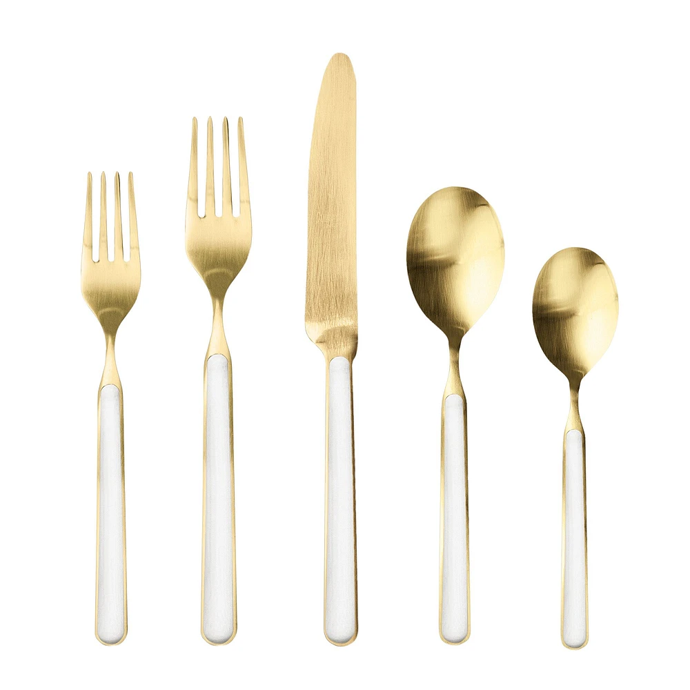 Open Box: Fantasia Ice Gold Flatware, 20-Piece, Porcelain