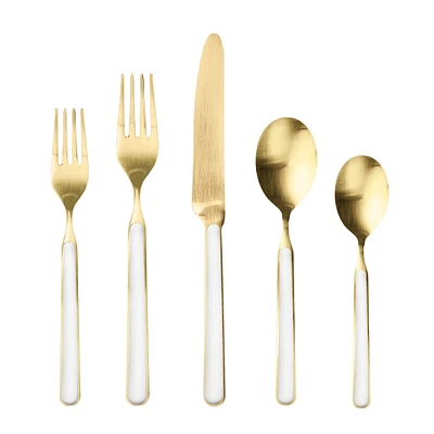 Open Box: Fantasia Ice Gold Flatware, 20-Piece, Porcelain