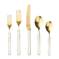 Open Box: Fantasia Ice Gold Flatware, 20-Piece, Porcelain