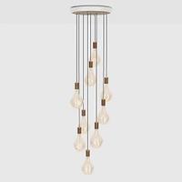 Tala Oak Nine Pendant With Large White & Canopy Sphere Iv Bulbs