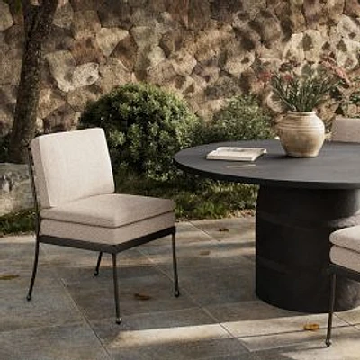 Aimie Outdoor Dining Chair, Ramiro Ecru-Matte Gunmetal