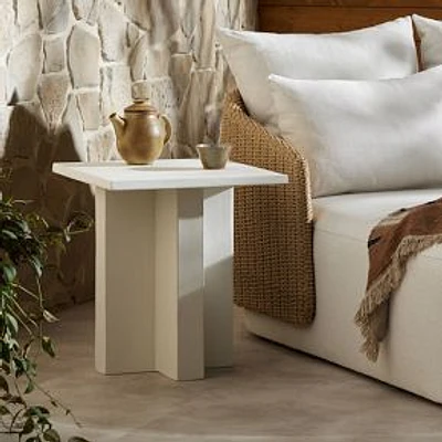 Kirbie Outdoor End Table, Matte White Cast Aluminum