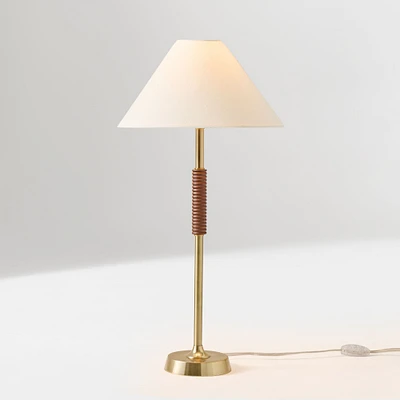 Arlie Table Lamp, 23", Wood/Antique Brass