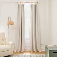 Cotton Tie Top Black Out Curtain, Whisper White, 48x84