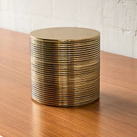 Corrugated Metal Round Box, Brass, Small