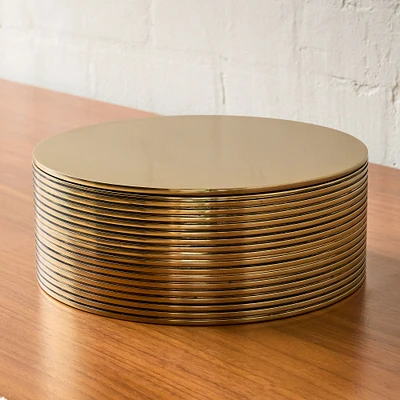 Corrugated Metal Round Box, Brass, Small