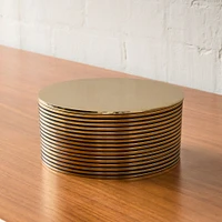 Corrugated Metal Round Box, Brass, Small