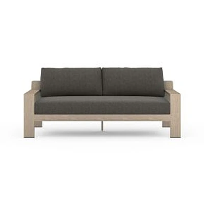 Angled Arm 74" Outdoor Sofa, Washed Brown, Charcoal