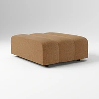 Avalon Ottoman Poly Performance Yarn Dyed Linen Weave Alabaster Concealed Support