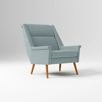 Carlo Highback Chair, Poly, Yarn Dyed Linen Weave, Alabaster, Pecan