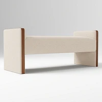 Schaefer 58" Bench, Yarn Dyed Linen Weave, Alabaster, Cool Walnut