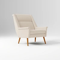 Carlo Highback Chair, Poly, Yarn Dyed Linen Weave, Alabaster, Pecan