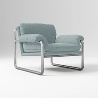 Desmond Chair, Deluxe Linen, Sand, Polished Stainless Steel