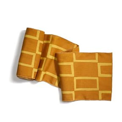 Windows Table Runner Linen Block printed in Sunshine, Each