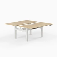 Double Standing Desk,Team Plus,Woodgrain Top, White Base