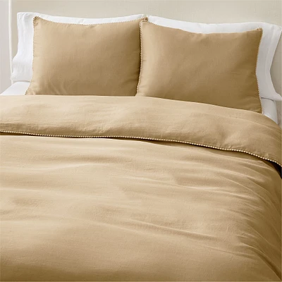 European Flax Linen Pom Twin Duvet