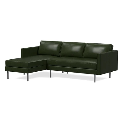 Axel 91" Left 2-Piece Chaise Sectional, Saddle Leather, Nut, Metal