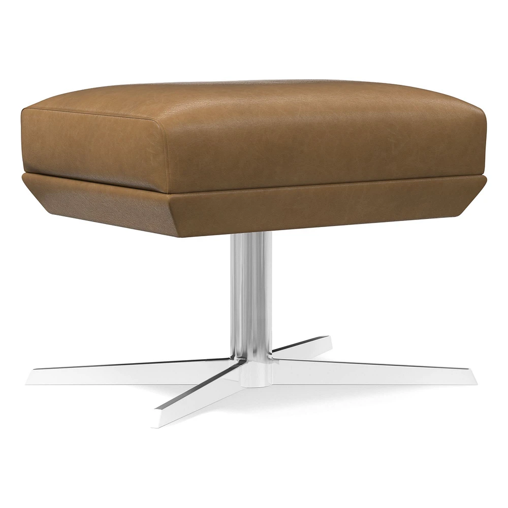 Austin Swivel Ottoman, Poly, Saddle Leather, Nut, Dark Bronze