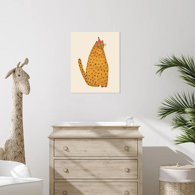 Birthday Hat Cat Yellow 16x20 Canvas Wall Art