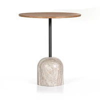 Modern Iron & Marble 32" Round Bar Table, Antique White