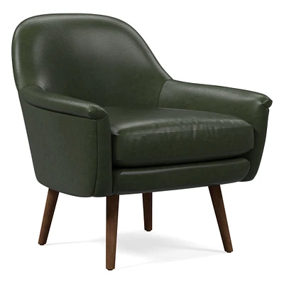 Phoebe Midcentury Chair, Poly, Halo Leather, Banker, Pecan