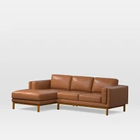 Dekalb 102" Right 2-Piece Chaise Sectional, Sierra Leather, Fog, Acorn