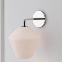 Sculptural Sconce, Geo Small, Milk, Chrome, 7"