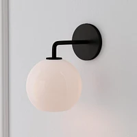 Sculptural Sconce Canopy, Globe Mini, Clear, Matte Black,  6.5"