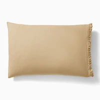 Euro Linen Ruffle Pillowcase, Standard, Alabaster