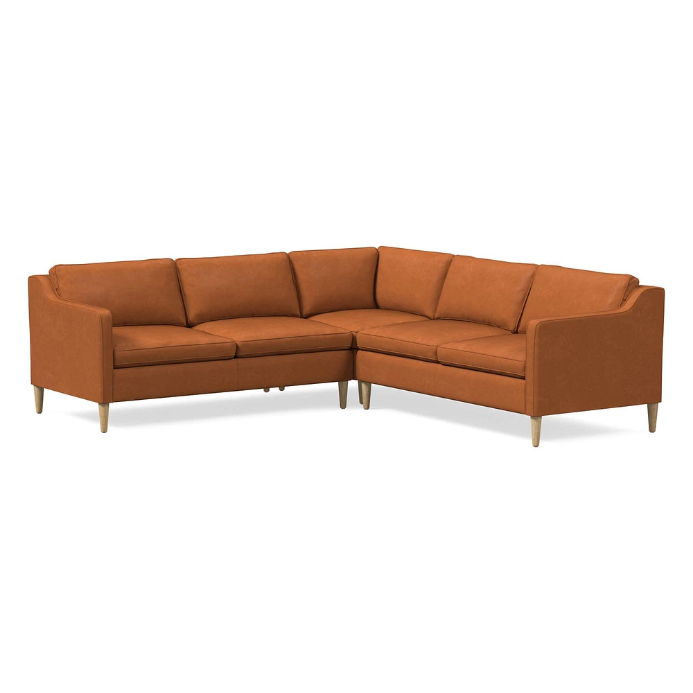 Hamilton 88" 3-Piece Sectional, Ludlow Leather, Gray Smoke, Almond