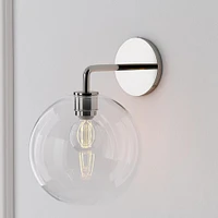 Sculptural Sconce Canopy, Globe Mini, Clear, Matte Black,  6.5"