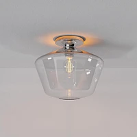 Sculptural Flush Mount Antique Brass Clear Glass Geo  (7")