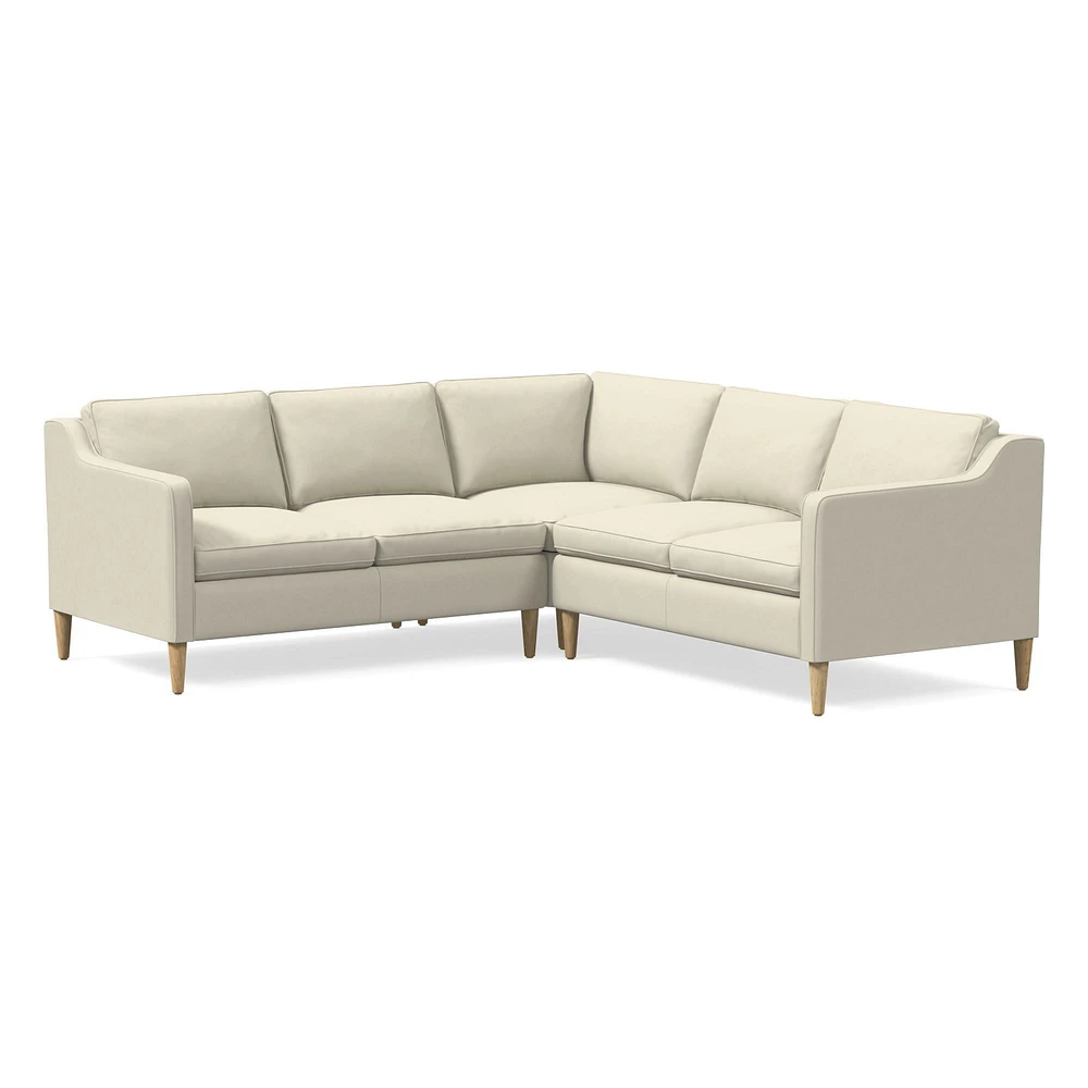 Hamilton 88" 3-Piece Sectional, Ludlow Leather, Gray Smoke, Almond