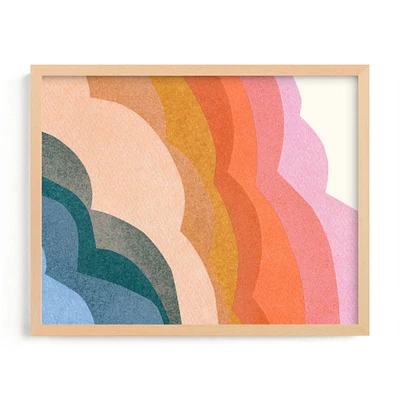 rainbow clouds, Natural Wood Frame, Full Bleed Print, 14x11