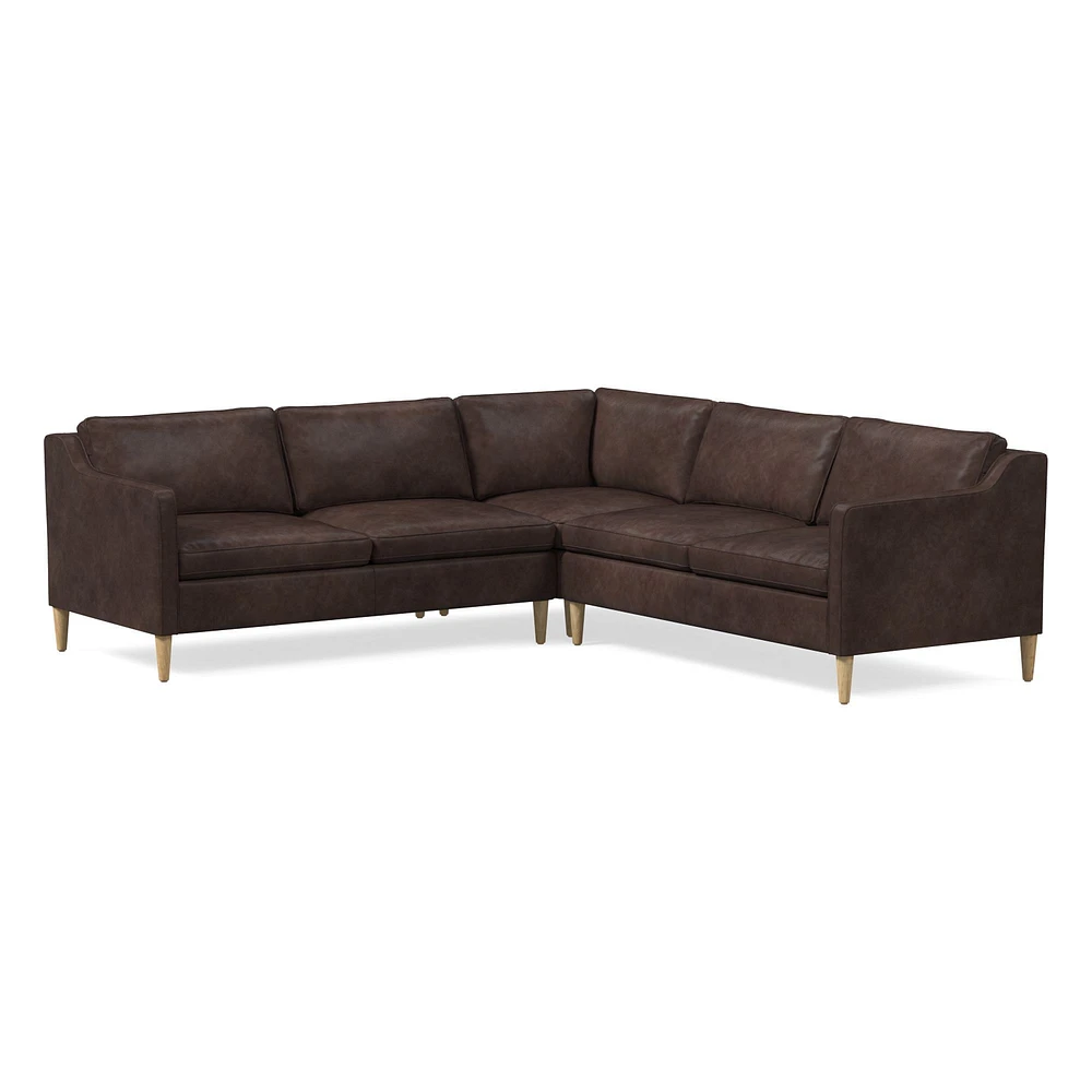 Hamilton 88" 3-Piece Sectional, Ludlow Leather, Gray Smoke, Almond