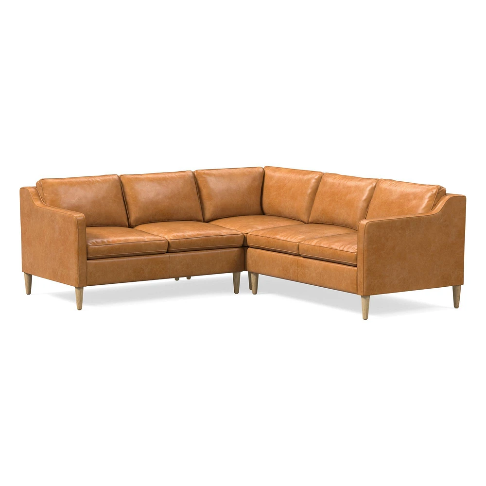 Hamilton 88" 3-Piece Sectional, Ludlow Leather, Gray Smoke, Almond