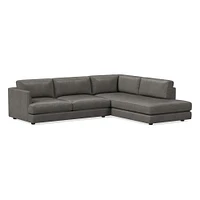 Haven 108" Right Multi Seat 2-Piece Bumper Chaise Sectional, Standard Depth, Saddle Leather, Nut