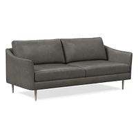 Sloane 86" Sofa, Saddle Leather, Nut, Champagne Bronze