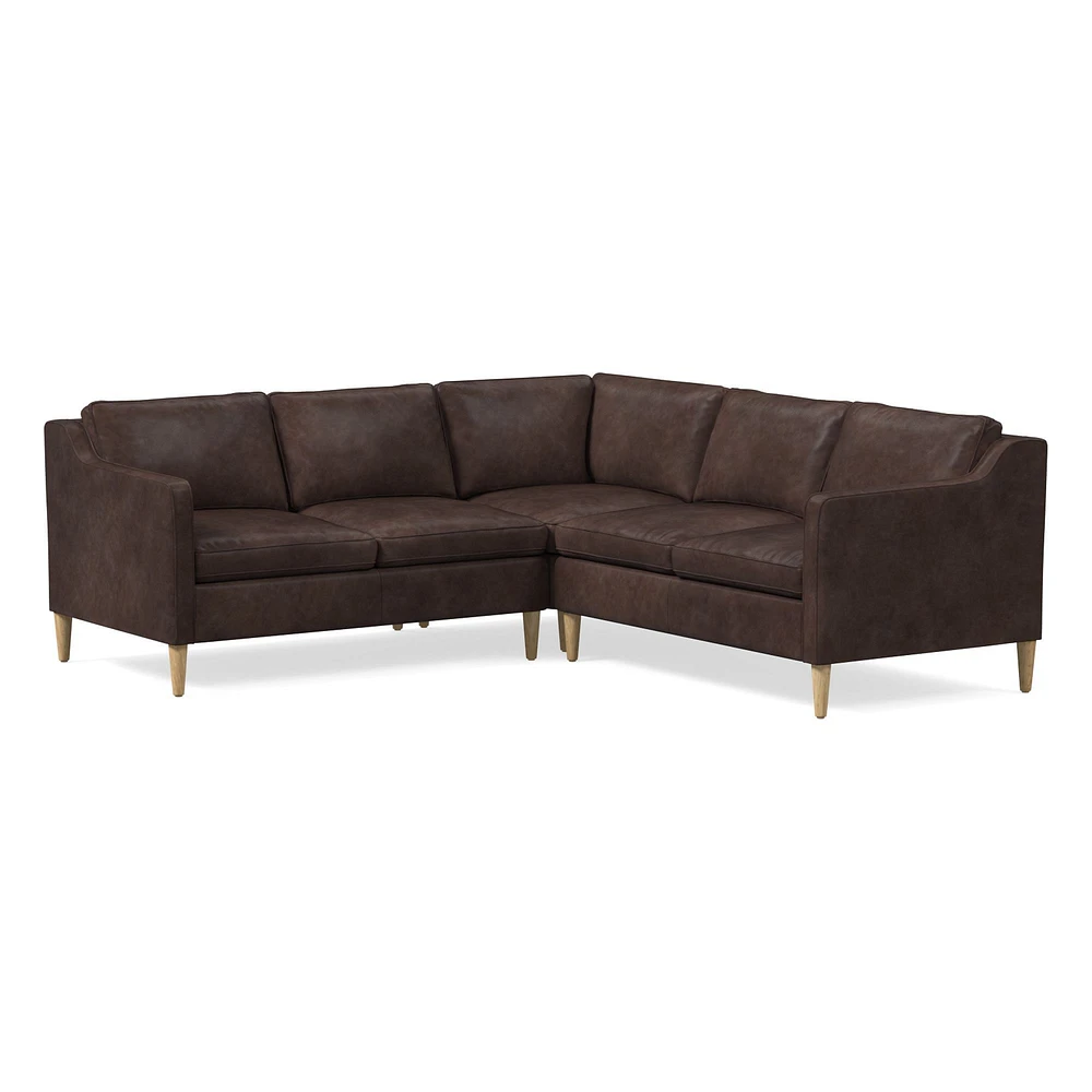 Hamilton 88" 3-Piece Sectional, Ludlow Leather, Gray Smoke, Almond