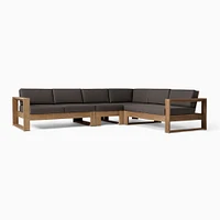 Portside Outdoor 4-Piece L-Shaped Sectional 125", Driftwood, Alabaster