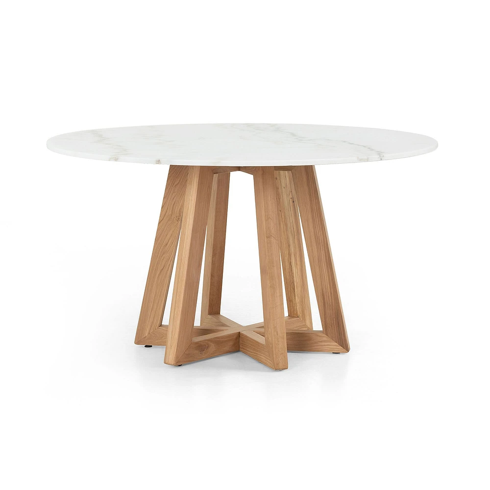 Fanned Base 42" Round Dining Table, White Marble