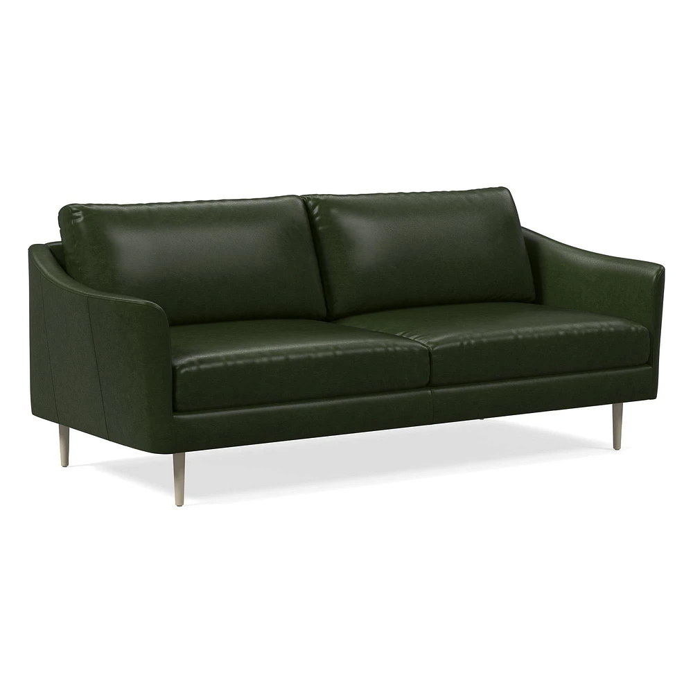 Sloane 86" Sofa, Saddle Leather, Nut, Champagne Bronze