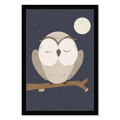 Snoozy Night Owl Blue 10x15 Framed Wall Art Print