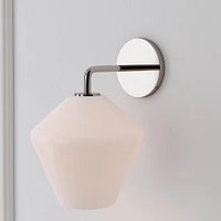 Sculptural Sconce, Geo Small, Milk, Chrome, 7"