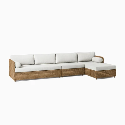 Coastal Outdoor 130 3-Piece Chaise Sectional, Natural