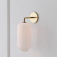 Sculptural Sconce, Pebble Medium, Milk, Brass, 6"